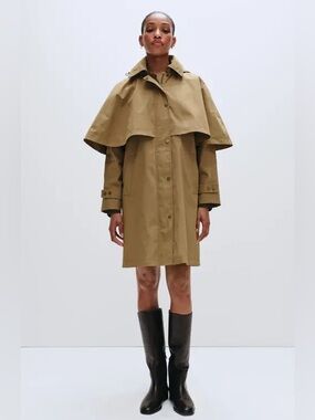 Avec Les Filles Mid-Length Cape Raincoat Anthropologie NWT $280 XL